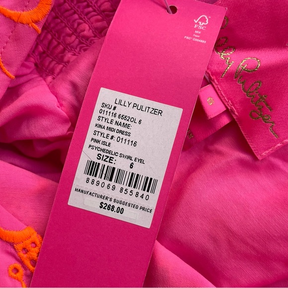 NWT Kina Babydoll Midi Dress Pink Isle Psychedelic Eyelet 8 iuu.org.tr
